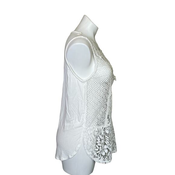 Anthropologie | Women's Tiny White Lace Front Sleeveless Top | Size: M - Picture 5 of 6